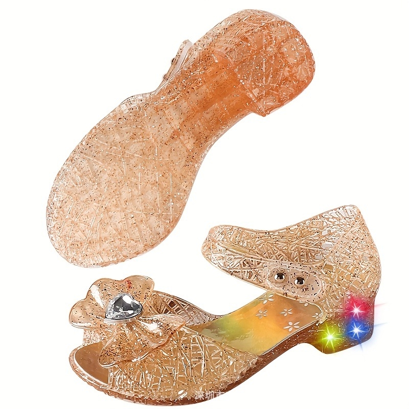 Принцески сандали за момичета, PVC горна част и подметка, открит пръст, закопчаване с катарама, за деца 1–12 години (лято, пролет, есен)