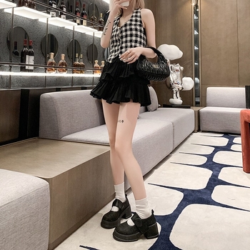 Лофери Мери Джейн с дебел ток, кръгъл нос, PU горна част, закопчаване с катарама, 3–5 см височина на тока