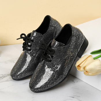 Обувки Оксфорд за момчета в британски стил, предно връзване, горна част изкуствена кожа, PU подплата и PU стелка, подметка гума