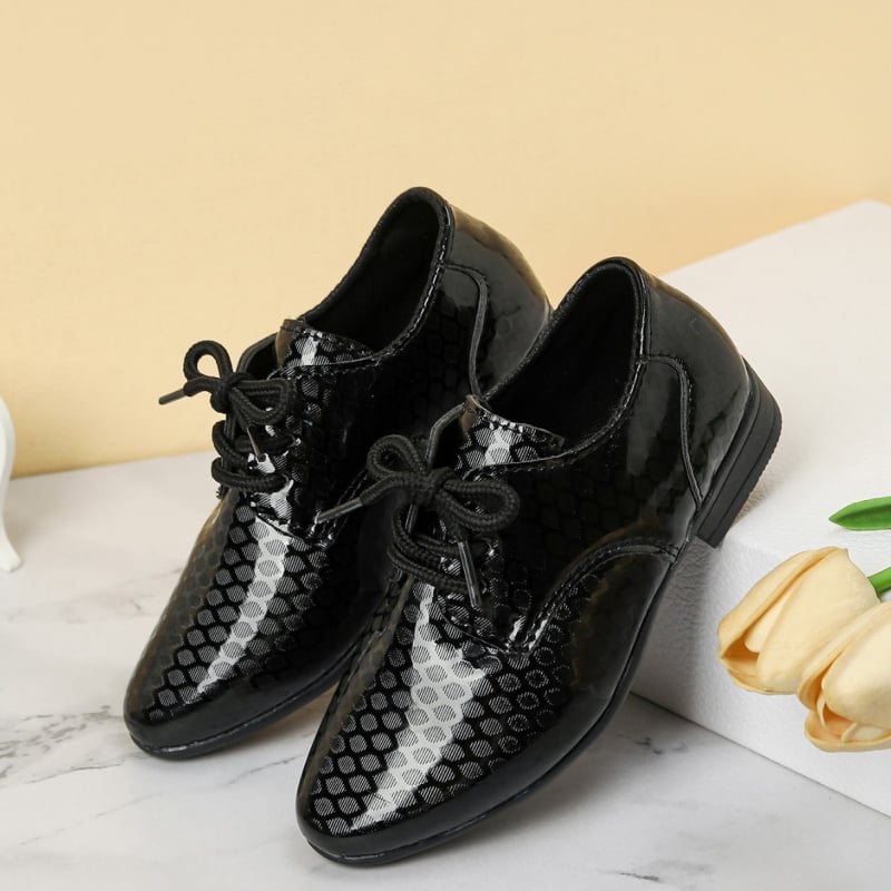 Обувки Оксфорд за момчета в британски стил, предно връзване, горна част изкуствена кожа, PU подплата и PU стелка, подметка гума