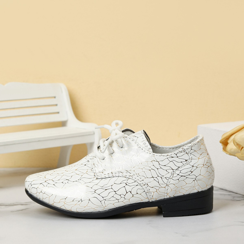 Обувки Оксфорд за момчета в британски стил, предно връзване, горна част изкуствена кожа, PU подплата и PU стелка, подметка гума