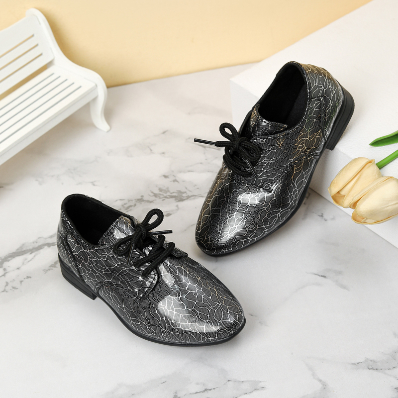 Обувки Оксфорд за момчета в британски стил, предно връзване, горна част изкуствена кожа, PU подплата и PU стелка, подметка гума