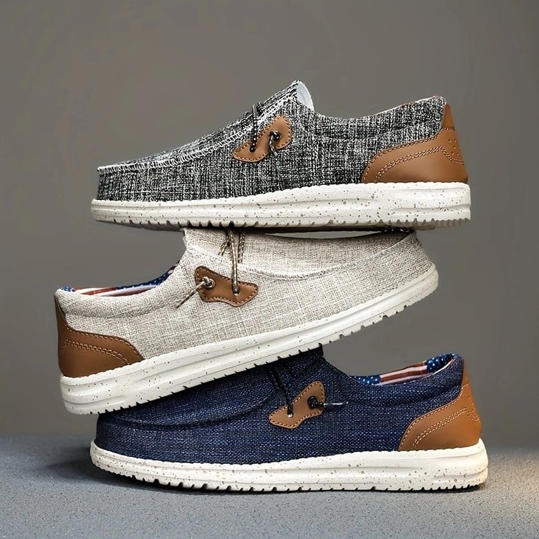 Мъжки платнени лофери без връзки — дишащи, EVA подметка, летен стил