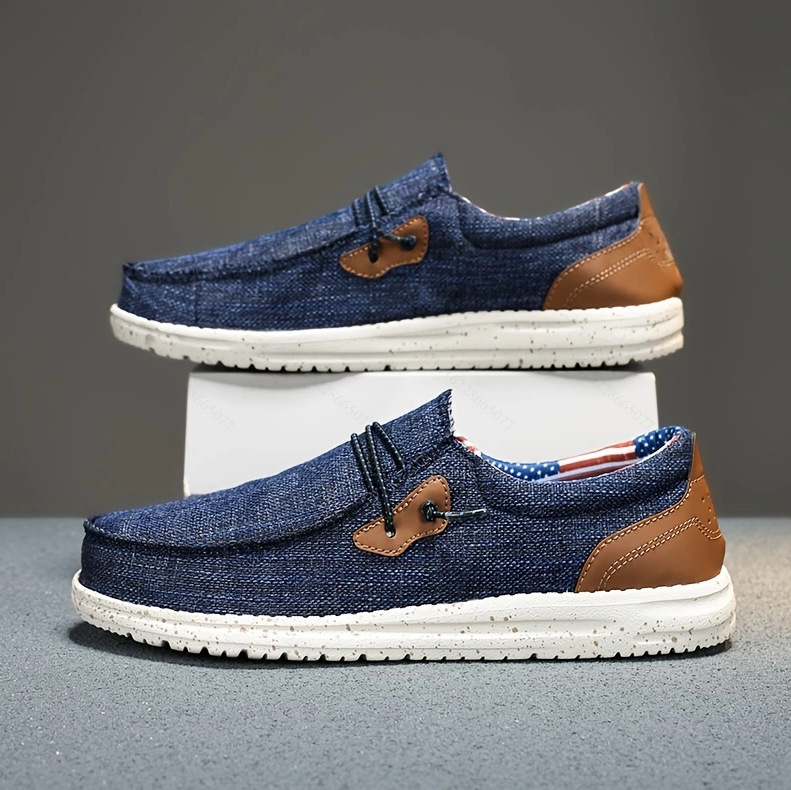 Мъжки платнени лофери без връзки — дишащи, EVA подметка, летен стил