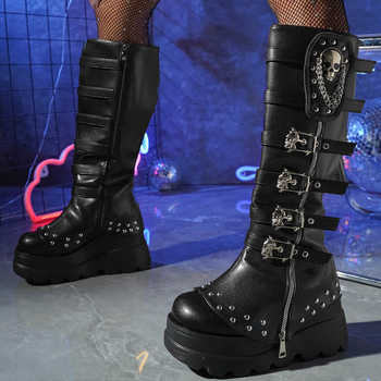 Chelsea čizme, PU gornji dio, gumeni đon, kopča na kaišu, do koljena