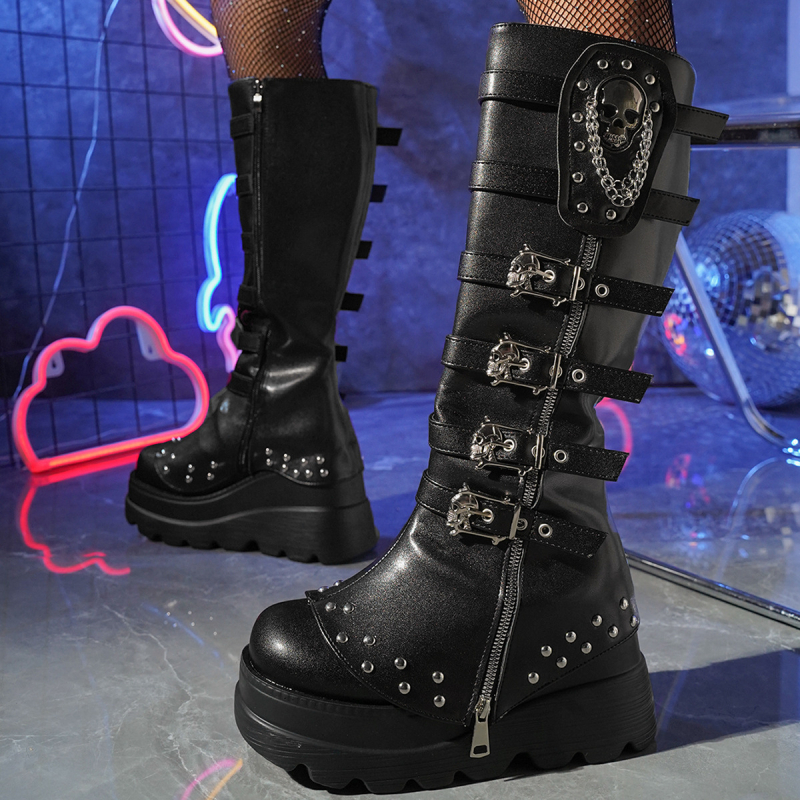 Chelsea čizme, PU gornji dio, gumeni đon, kopča na kaišu, do koljena