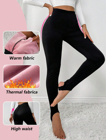 Дълги легинги с прав крак в плътна полиестер-спандексова смес за топлина