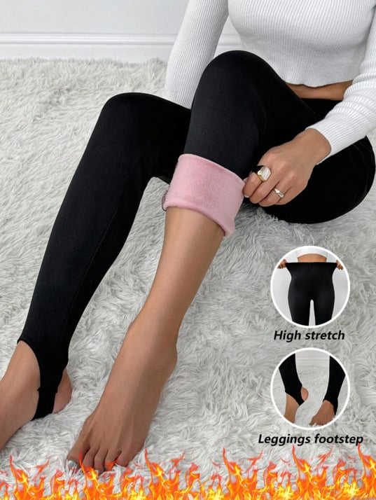 Дълги легинги с прав крак в плътна полиестер-спандексова смес за топлина
