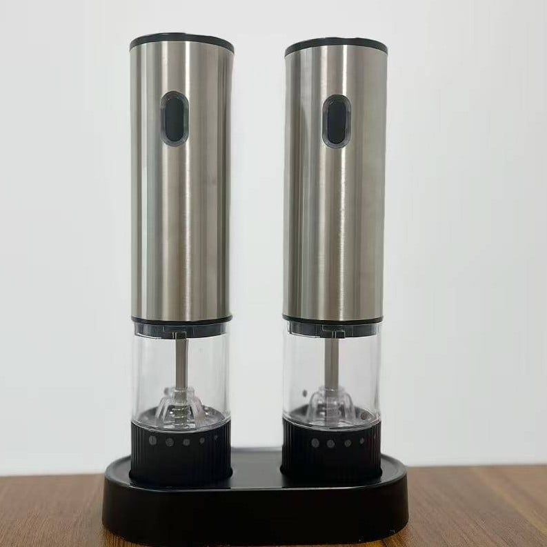 Електрически смилател за подправки за кухнята, многофункционален: черен пипер, сичуански пипер и морска сол; корпус от неръждаема стомана; електрически режим; ръчно смилане
