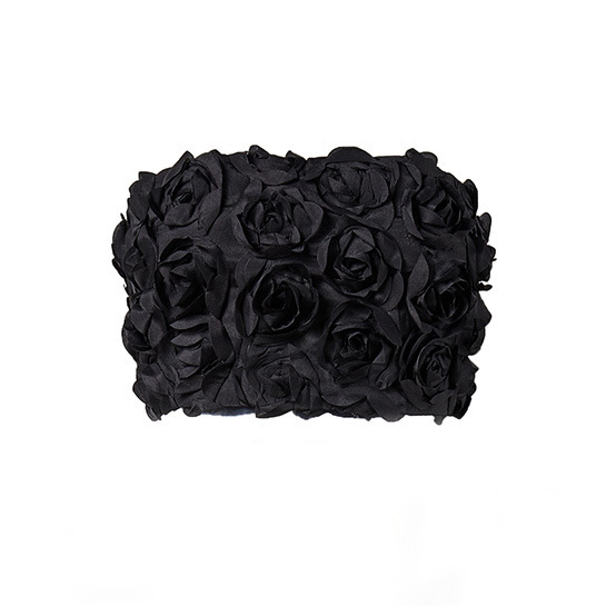 Ženski strapless crop top s 3D cvjetnim patchom, poliester 95%+, s elastanom, uski kroj, do 40 cm kratka duljina, gradski hipster stil, proljeće 2025