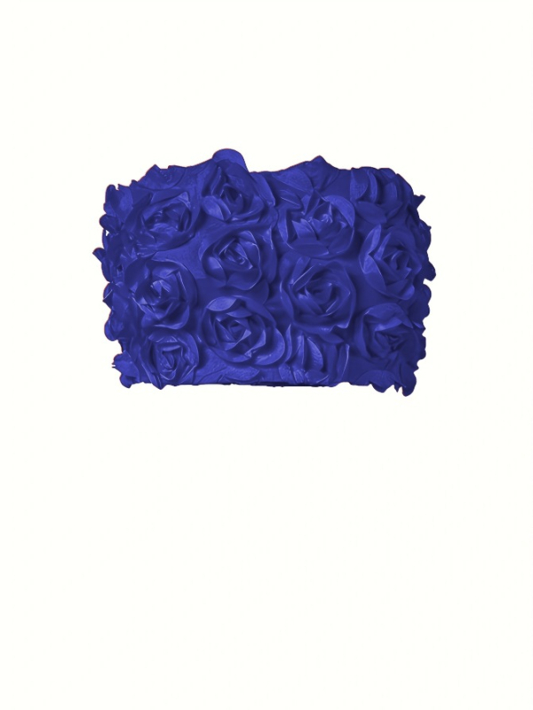 Ženski strapless crop top s 3D cvjetnim patchom, poliester 95%+, s elastanom, uski kroj, do 40 cm kratka duljina, gradski hipster stil, proljeće 2025