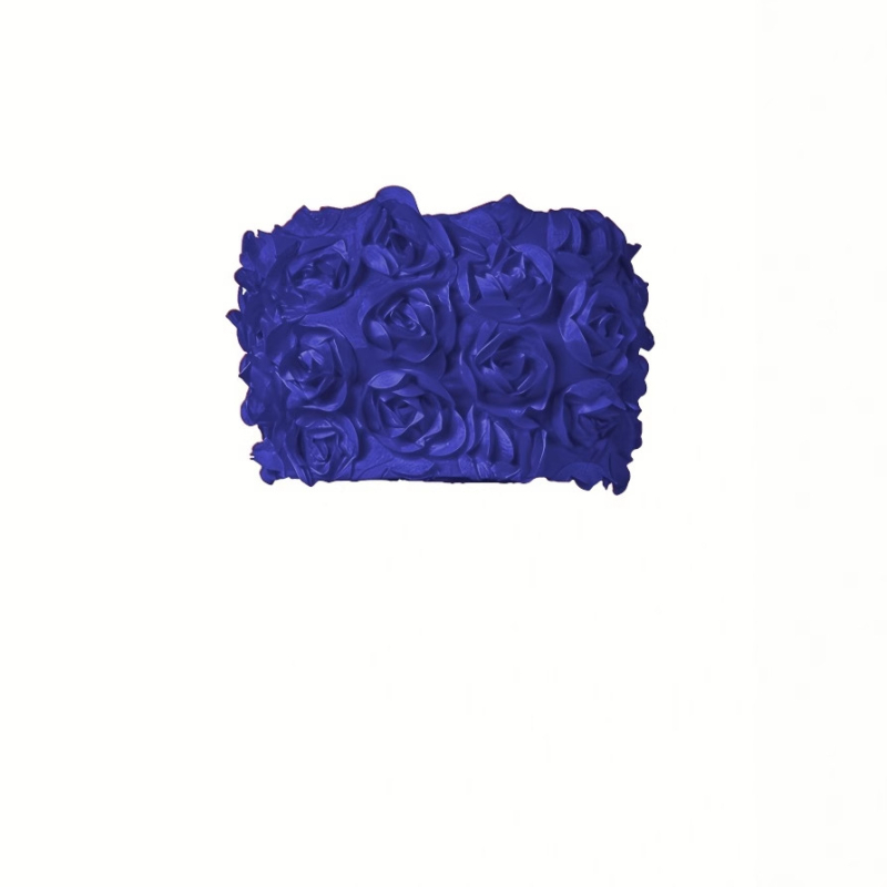 Ženski strapless crop top s 3D cvjetnim patchom, poliester 95%+, s elastanom, uski kroj, do 40 cm kratka duljina, gradski hipster stil, proljeće 2025