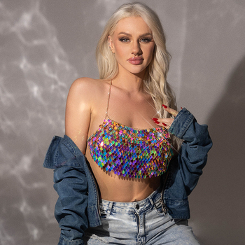 Rindkere kett laser-kristallidega, käsitöö, geomeetriline kujundus, materjal: plastik/vaik, unisex stiil