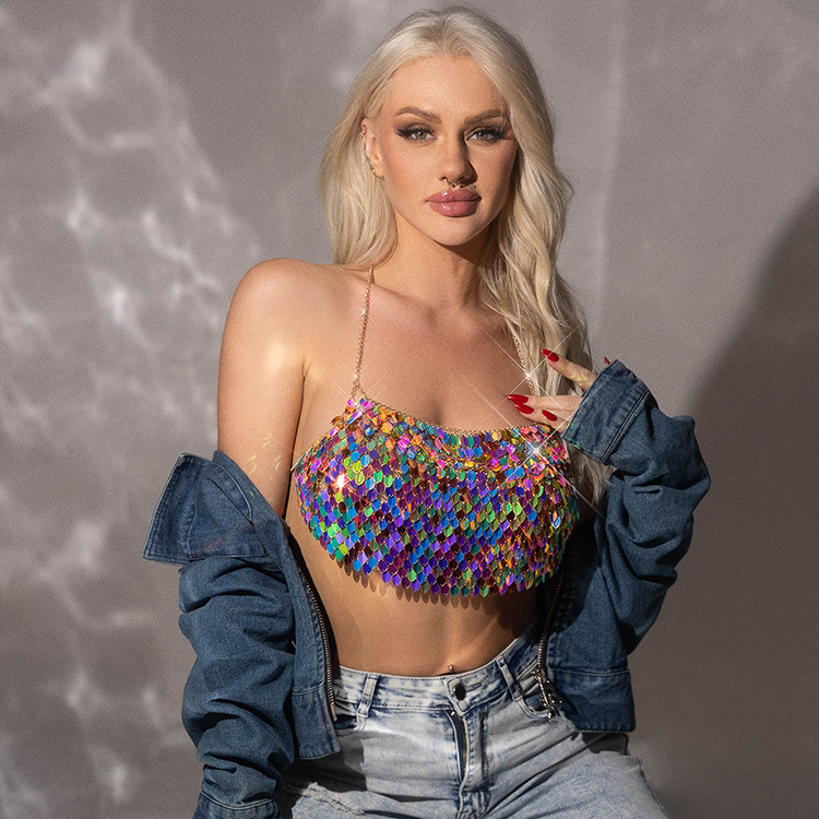 Rindkere kett laser-kristallidega, käsitöö, geomeetriline kujundus, materjal: plastik/vaik, unisex stiil