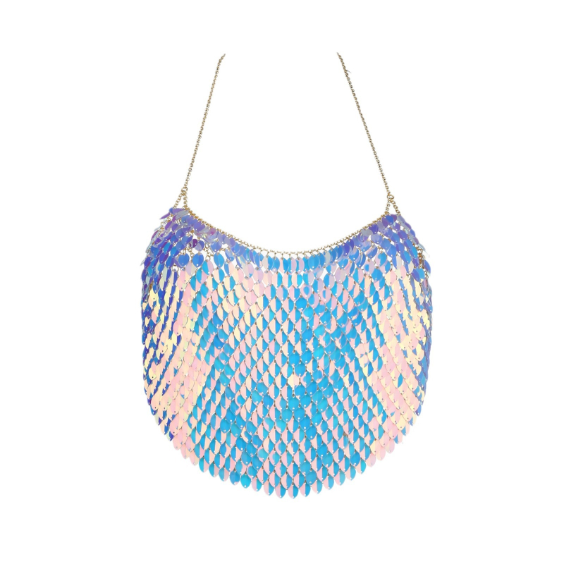 Rindkere kett laser-kristallidega, käsitöö, geomeetriline kujundus, materjal: plastik/vaik, unisex stiil