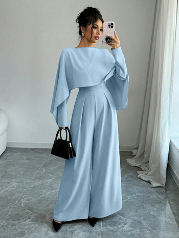 Гащеризон с дълъг ръкав, полиестер, средна талия, прави панталони, за пролет и есен