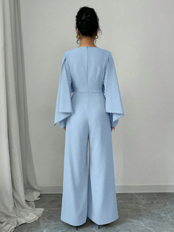 Гащеризон с дълъг ръкав, полиестер, средна талия, прави панталони, за пролет и есен