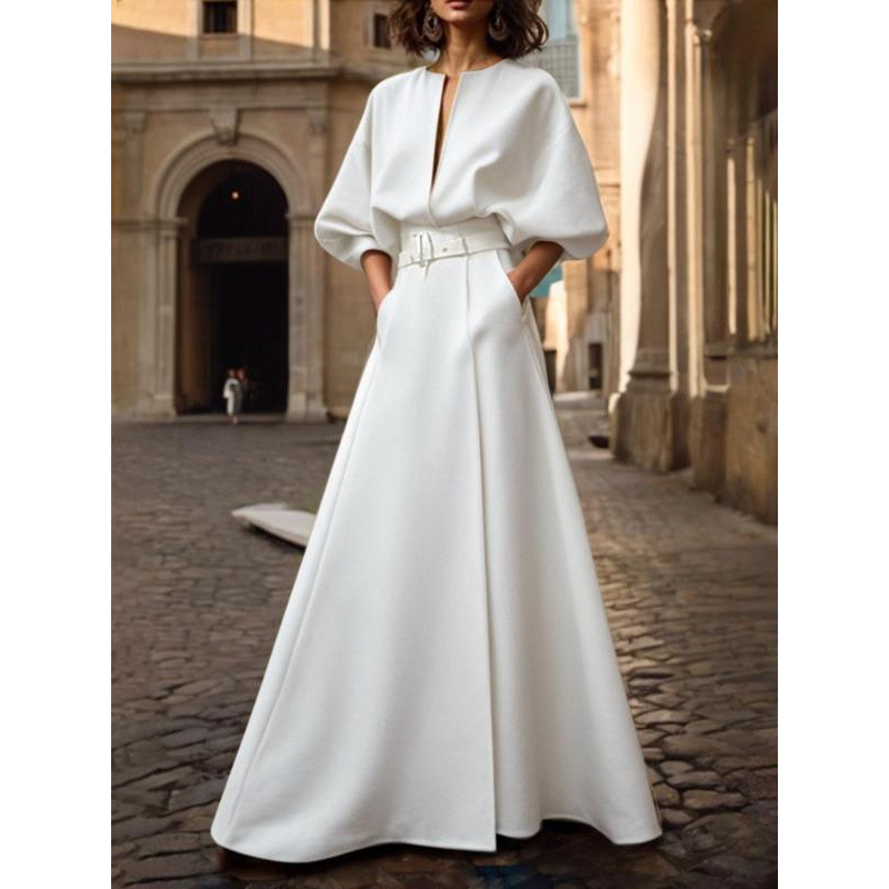 Елегантна рокля с заешка козина, сваляща се качулка, пролет 2025, налична на склад