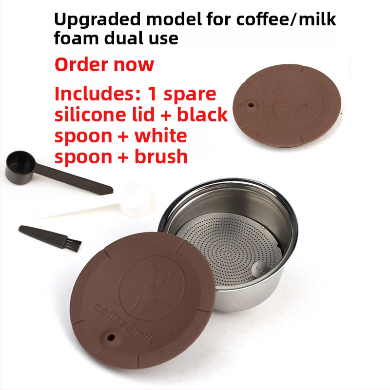 Roostevabast terasest Dolce Gusto kapslite filtrikupp, kahekordse kasutusega kohvile ja piimavahule