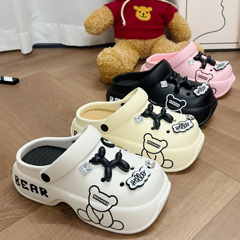 Женски сандали с дупки – PVC горна част, EVA подметка, дебела 6 см, неплъзгащи се и дишащи