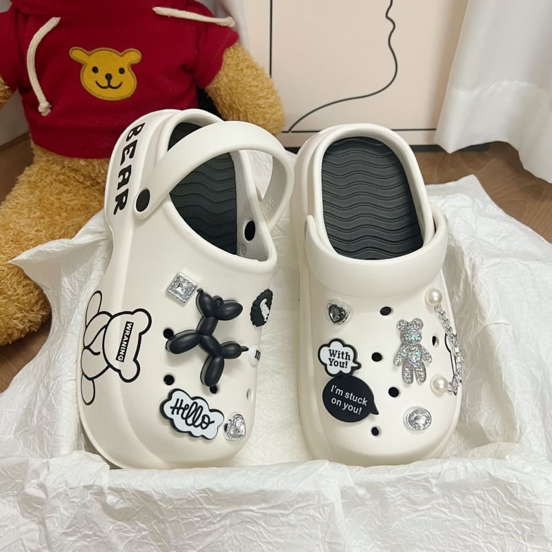 Женски сандали с дупки – PVC горна част, EVA подметка, дебела 6 см, неплъзгащи се и дишащи