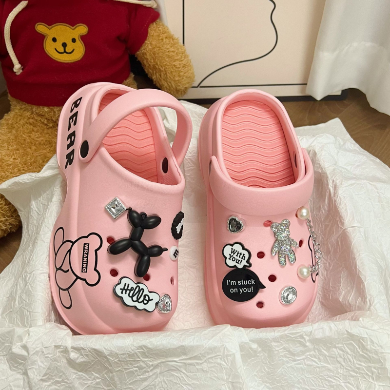 Женски сандали с дупки – PVC горна част, EVA подметка, дебела 6 см, неплъзгащи се и дишащи