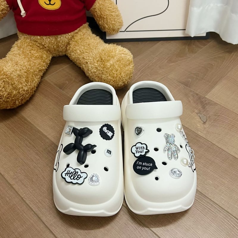 Женски сандали с дупки – PVC горна част, EVA подметка, дебела 6 см, неплъзгащи се и дишащи