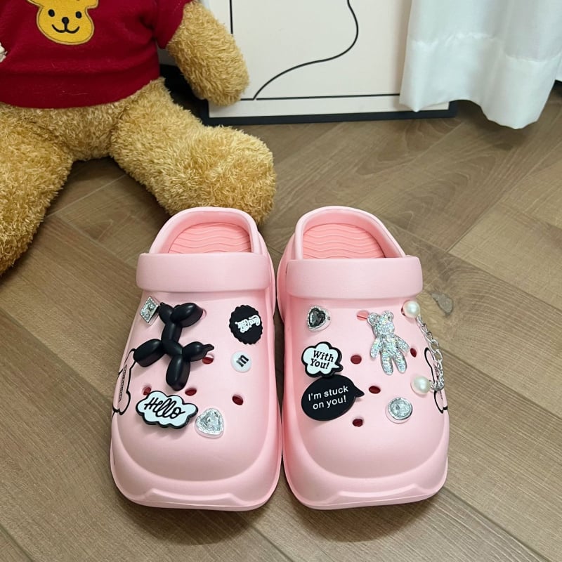 Женски сандали с дупки – PVC горна част, EVA подметка, дебела 6 см, неплъзгащи се и дишащи