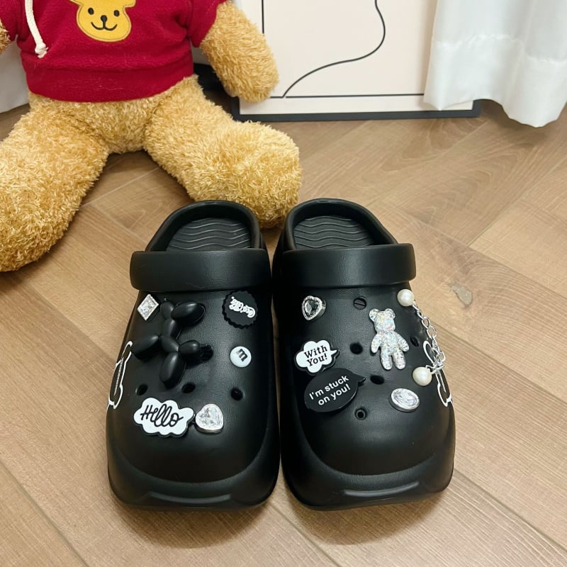 Женски сандали с дупки – PVC горна част, EVA подметка, дебела 6 см, неплъзгащи се и дишащи