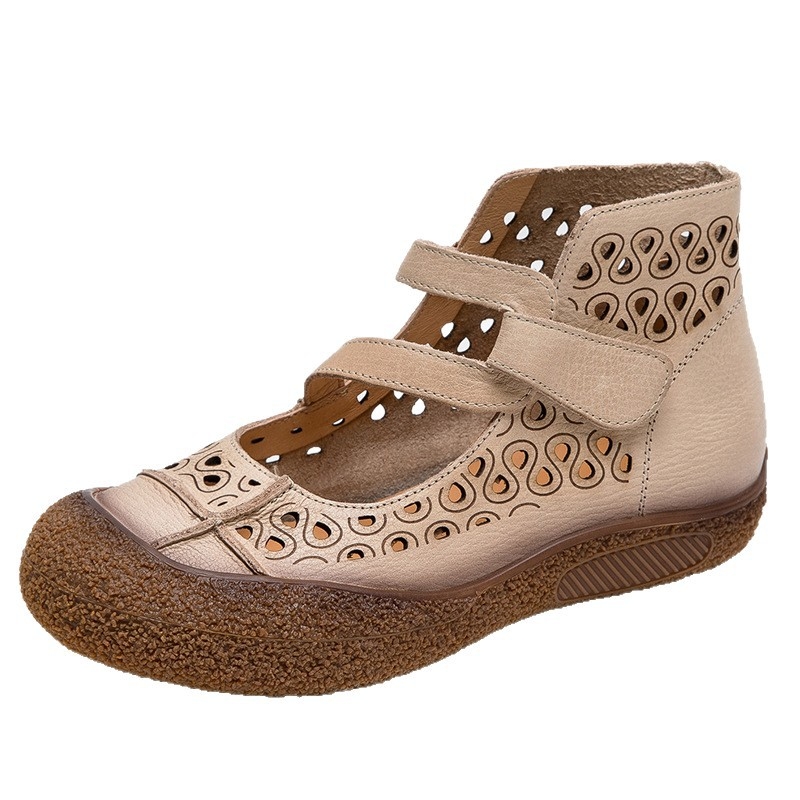 Дамски обувки Lazy с дебела подметка — дишащ PU връх, кръгла пръст, нисък профил, велкро закопчаване, ретро стил