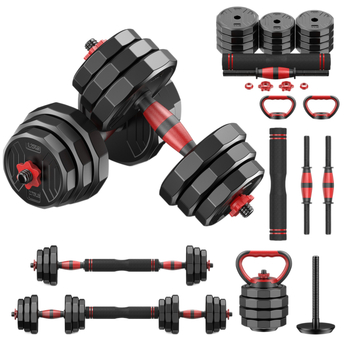 Регулируем комплект дъмбели и щанга за дома, Boiling Force, PVC материал, за мъже и жени, фитнес и бодибилдинг