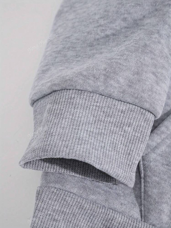 Дамски памучен суитшърт с качулка, свободна кройка, дълги ръкави, кръгло деколте