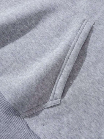 Дамски памучен суитшърт с качулка, свободна кройка, дълги ръкави, кръгло деколте