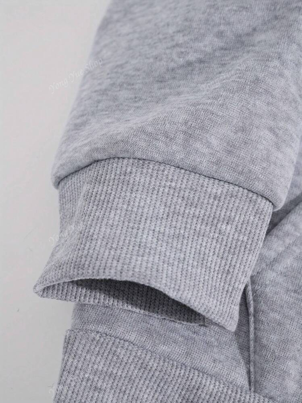 Дамски памучен суитшърт с качулка, свободна кройка, дълги ръкави, кръгло деколте