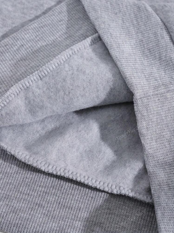 Дамски памучен суитшърт с качулка, свободна кройка, дълги ръкави, кръгло деколте