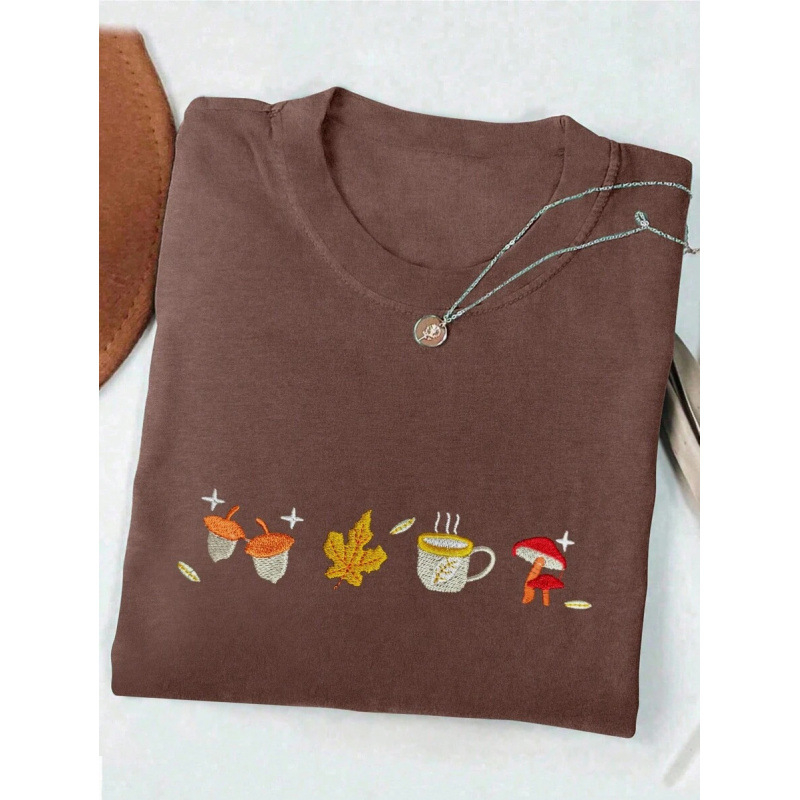 Т-шърт с кръгло деколте, средни ръкави, свободен силует, текстов принт