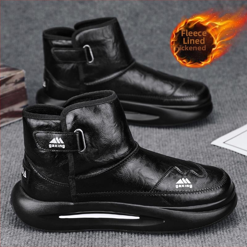 Зимни високи ботуши за сняг, подплатени с флийс, топли, PU горна част, противохлъзгаща гумена подметка