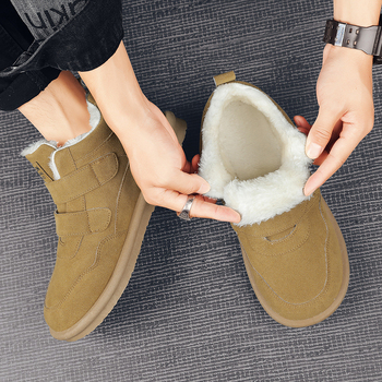 Мъжки снегоботи с Velcro - топло подплатени, фланелена горна част, противохлъзгаща гумена подметка, инжекционно формирана подметка