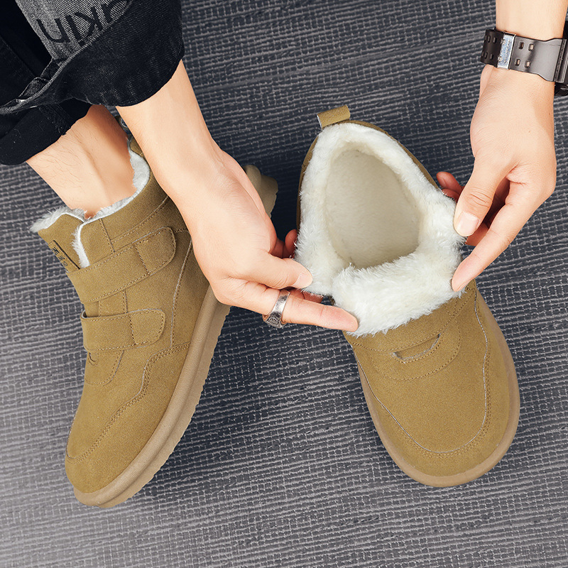 Мъжки снегоботи с Velcro - топло подплатени, фланелена горна част, противохлъзгаща гумена подметка, инжекционно формирана подметка