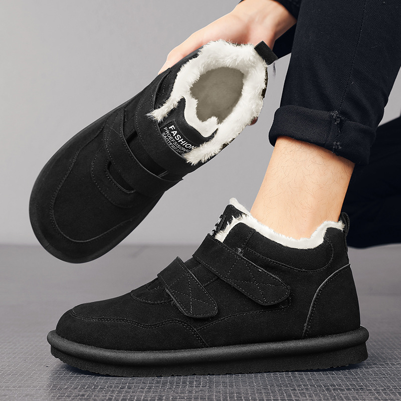 Мъжки снегоботи с Velcro - топло подплатени, фланелена горна част, противохлъзгаща гумена подметка, инжекционно формирана подметка