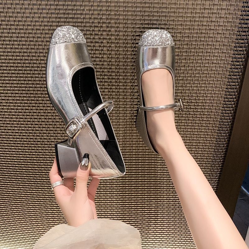 Мери Джейн обувки с кръгъл нос, PU горнище, дебел ток 3–6 см, гумирана подметка