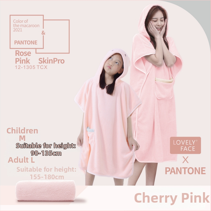 Pieaugušo kapucētā dvieliņa halāts vannai - nēsājams korāla pūšļainais dvielis, uzsūcošs, ātri žūst, poliestera šķiedra