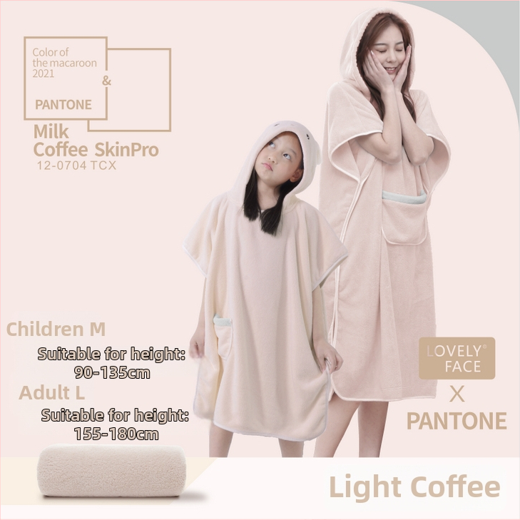 Pieaugušo kapucētā dvieliņa halāts vannai - nēsājams korāla pūšļainais dvielis, uzsūcošs, ātri žūst, poliestera šķiedra