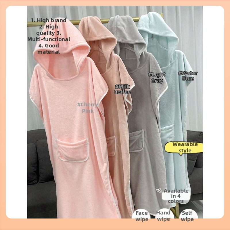 Pieaugušo kapucētā dvieliņa halāts vannai - nēsājams korāla pūšļainais dvielis, uzsūcošs, ātri žūst, poliestera šķiedra