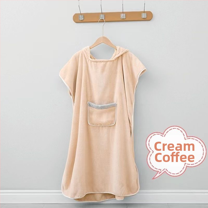 Pieaugušo kapucētā dvieliņa halāts vannai - nēsājams korāla pūšļainais dvielis, uzsūcošs, ātri žūst, poliestera šķiedra