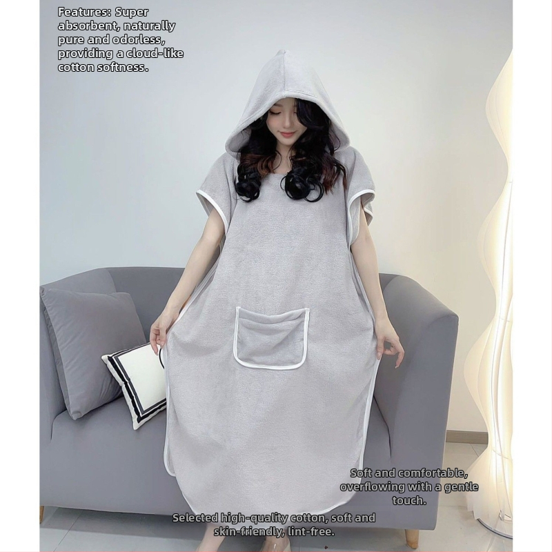 Pieaugušo kapucētā dvieliņa halāts vannai - nēsājams korāla pūšļainais dvielis, uzsūcošs, ātri žūst, poliestera šķiedra