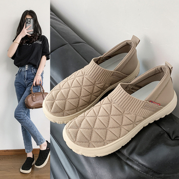 Ženske slip-on casual cipele, gornji dio od platna, gumena potplata, niski potpetica 1-3 cm, ulošak od platna