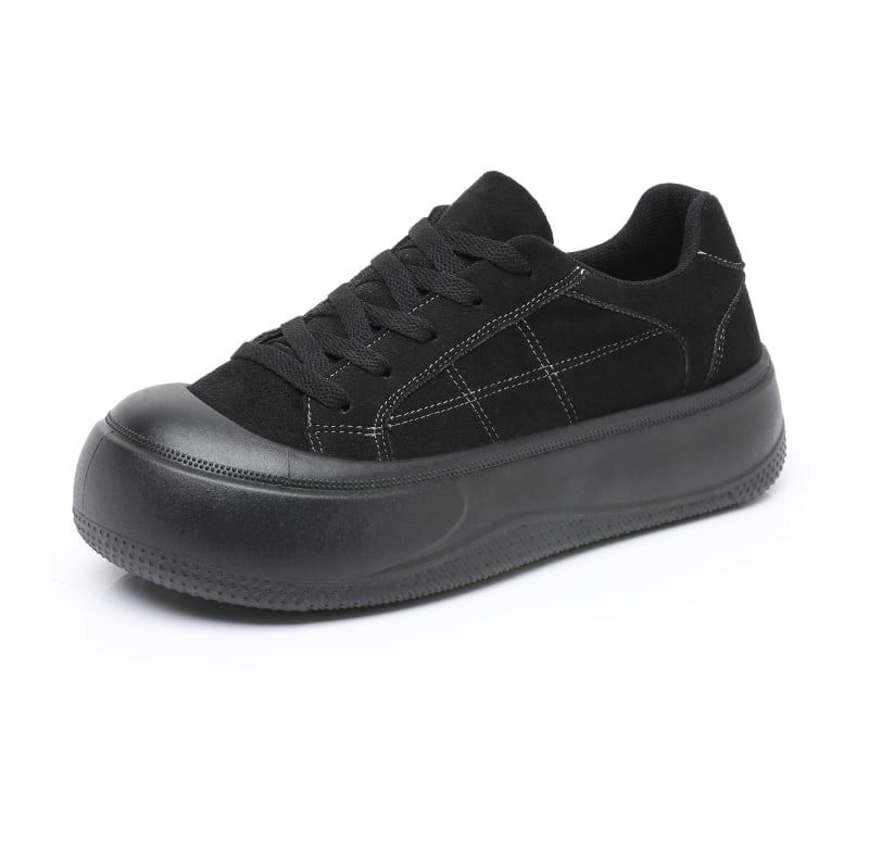 Ženske tenisice s debelim potplatom za povećanje visine, gornji dio od umjetnog pliša, gumena potplata, vezanje, vulkanizirane svakodnevne tenisice za proljeće