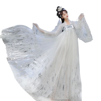 Hanfu Σετ — Γυναικείο, σχέδιο με μήκος στήθους και μέσης, καλοκαιρινό στυλ νεράιδας, πλήρες σετ (Μάρκα: Mo xi; Ύφασμα: Spandex; Κύριο ύφασμα: Spandex; Περίσταση: Φολκ ντράνς; Εποχή: Άνοιξη 2025; Φύλο: Unisex)