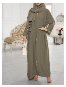мюсюлманска дамска рокля с дълги ръкави, дълга пола, полиестер, връзки за стягане